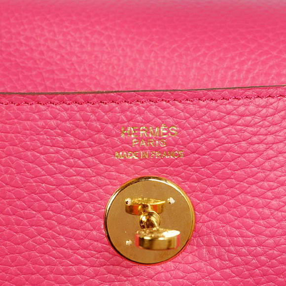 High Quality Replica Hermes Lindy 30CM Havanne Handbags 1057 Peach Leather Golden Hardware - Click Image to Close